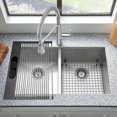 thumbnail image 4 of ZHAOCHENG Escurridor de platos enrollable para cocina sobre el fregadero: escurridor de platos con ruedas y soporte para utensilios, rejilla plegable para fregadero de acero inoxidable (17,3 x 15 pulg, 4 of 5