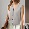 thumbnail image 2 of WENWU Women's Casual Sleeveless Knitted V Neck Button Ribbed Sweater Sleeveless Top Sweater Vest Buttons, 2 of 4