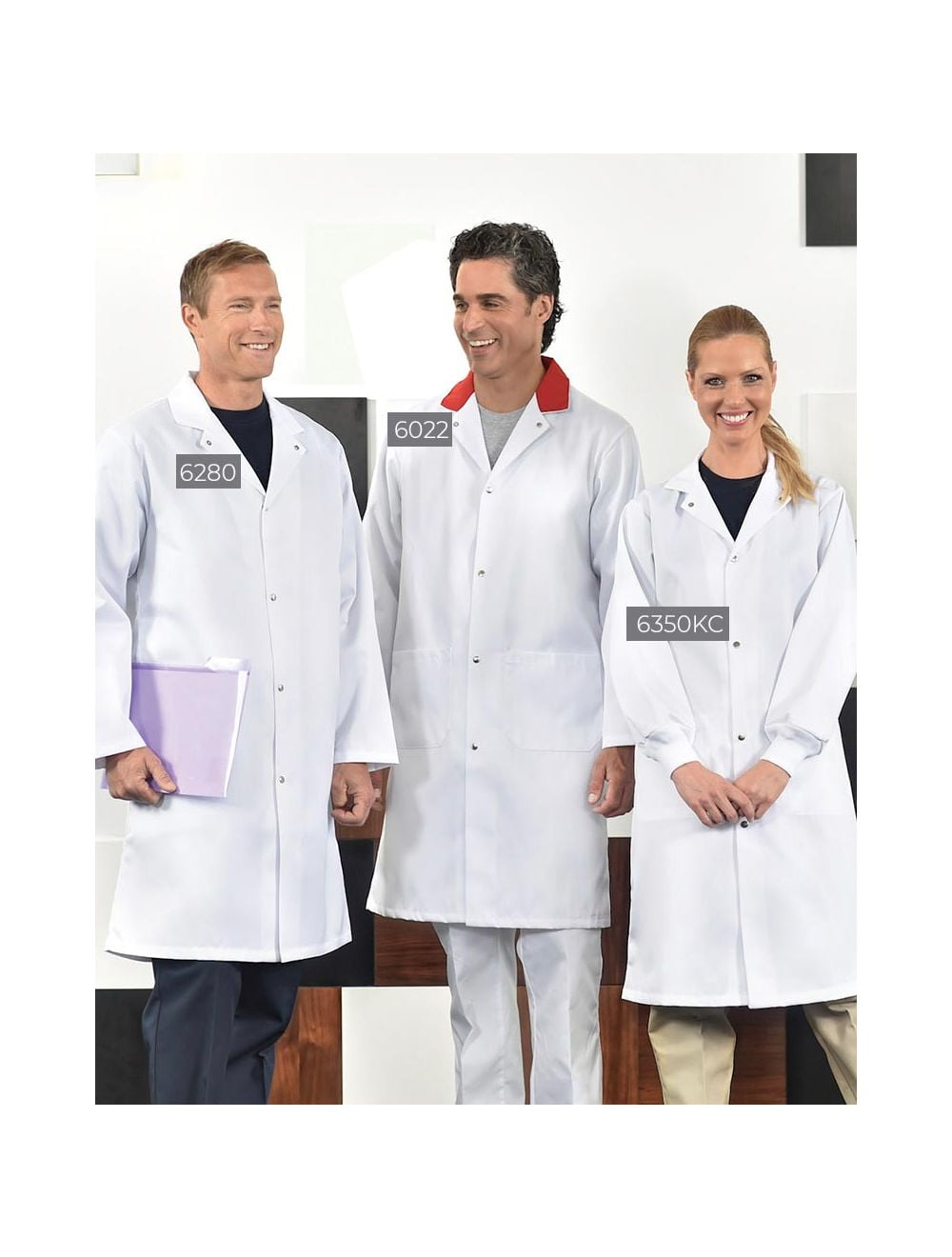 Long Coats 100% Poly No Pockets with Dome Closures Color WHITE