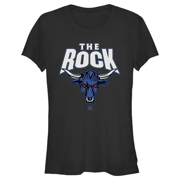 Junior's WWE The Rock Bull Logo  Graphic Tee Black Small