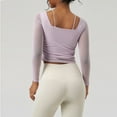 thumbnail image 5 of aidice Hauts de Sortie pour Femmes Été Col Carré Manches Longues Soutien-Gorge Intégré Hauts d'Entraînement Courts Fins, 5 of 5