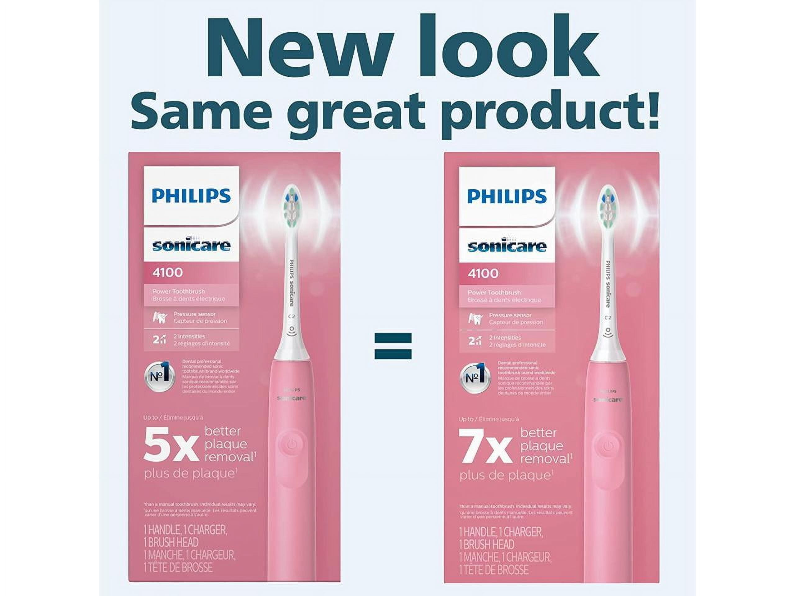 Philips Sonicare 4100 Power Toothbrush, Rechargeable Electric Toothbrush with Pressure Sensor, Deep Pink (HX3681/26)