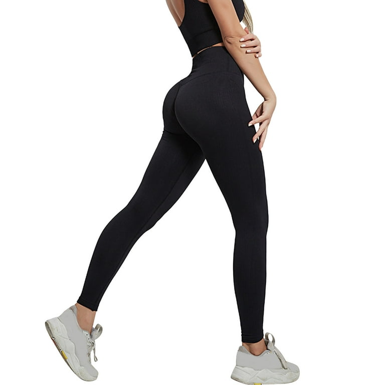 Women's Solid Pants Tummy Control Workout Leggings High Waist Yoga