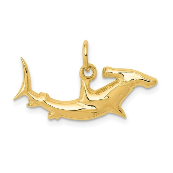 14k Yellow Gold Hammerhead Shark Charm Pendant