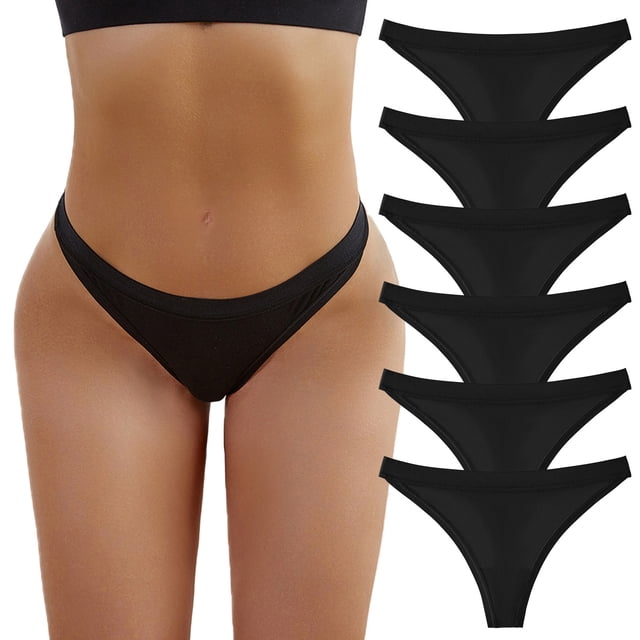 Pantys Gibobby para mujer Calzoncillos Patchwork Color Ropa interior Bragas Bikini Sólido 6 piezas negro talla L