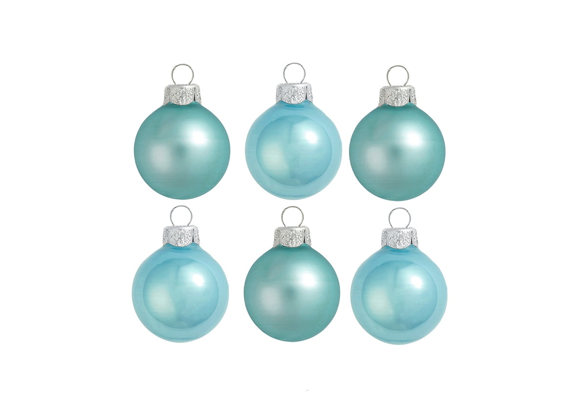 Northlight 6ct Matte and Pearl Light Teal Blue Glass Ball Christmas ...