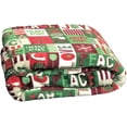thumbnail image 4 of Serafina Home Holiday Patchwork Christmas Throw Blanket: Peace Joy Love Hope Greetings, Soft Cozy Accent for Sofa Couch Chair Bed or Dorm, Multi-Colored (Holiday Patchwork), 4 of 4