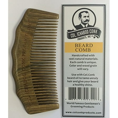 Col Ichabod Conk Handcrafted Sandalwood Large Beard Comb measures 4 3/4