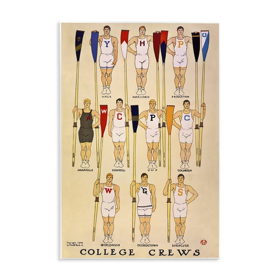 Stupell Industries Vintage College Crews Sports Painting Unframed Art Print Wall Art, 10 x 15