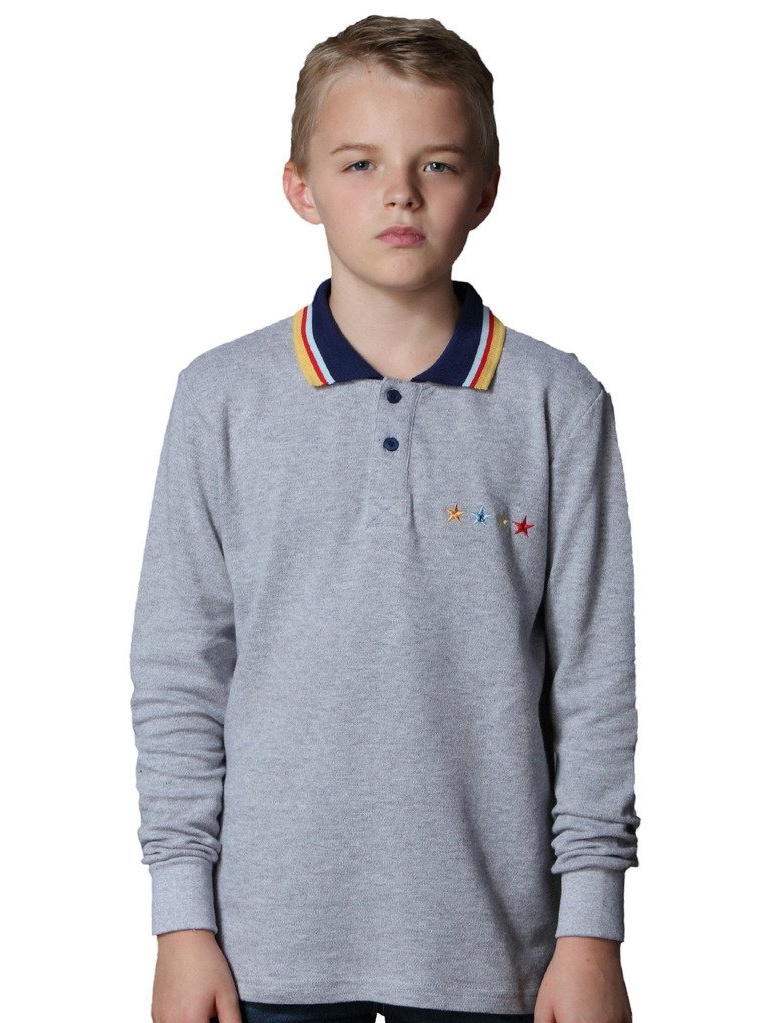 Leo&Lily Big boys Long Sleeve Cotton Casual Lapel Polo Shirt