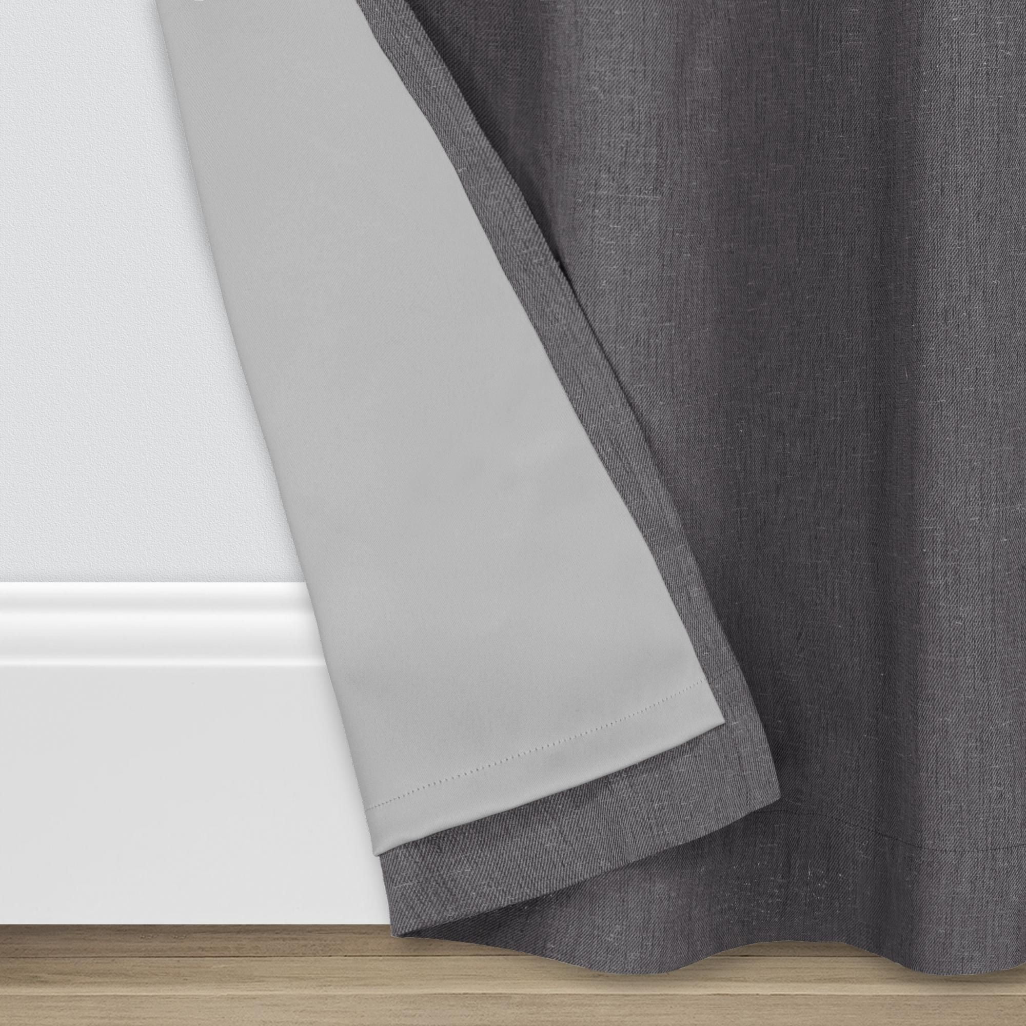 Eclipse Hadley 100% Blackout Curtain Panel, Linen Blend Grommet Window Curtain, 1 Panel, 50 In Wide x 54 In Long, Charcoal