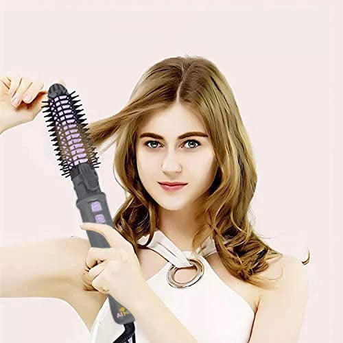 Auto Rotating Tourmaline Ceramic 1.25 Inch Hair Curler Curling Iron Wand with LCD Adjustable Temperature Display and Anti-Scald Hot Brush Dual Voltage 100V-240V for All Hair Types (Purple)