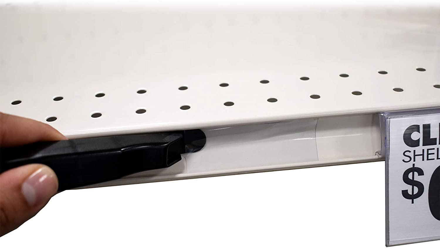 Label Strip & Fastener Tool, Gondola Shelf UPC Channel, Ticket Pry