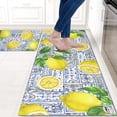 thumbnail image 2 of Lemon Kitchen Mat Set of 2 Piece Non Slip Rubber Backing Washable Kitchen Rugs and Mats for Floor Kitchen Rug Runner Lemon Decor Blue, 2 of 5