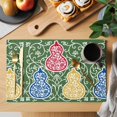 thumbnail image 2 of Green Gourd Placemats Set of 6 Modern Abstract Art Floral Place Mats Indoor Wipeable Table Mats Washable Cloth Dining Table Placemats for Kitchen Holiday Party Home Decor 13x19 Inch, 2 of 9