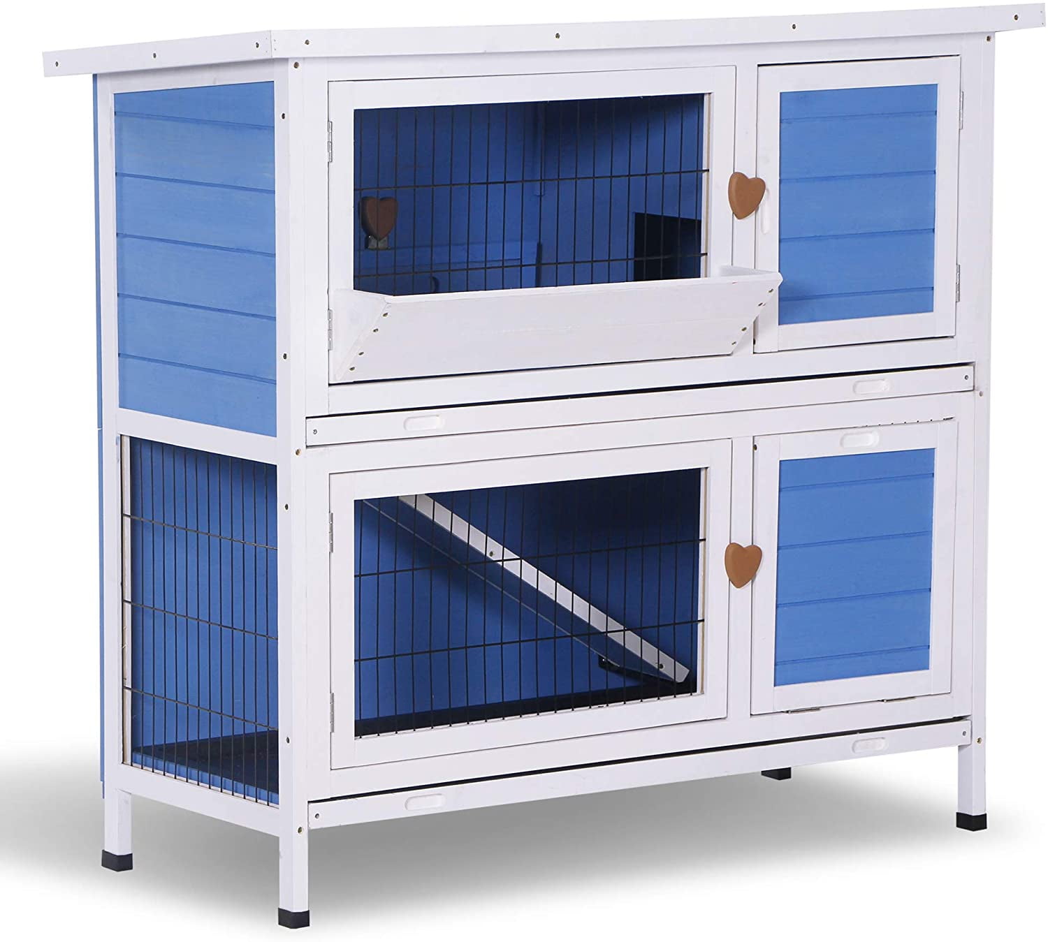  Lovupet 43inch 2-Story Elevated Stacked Outdoor Wooden 