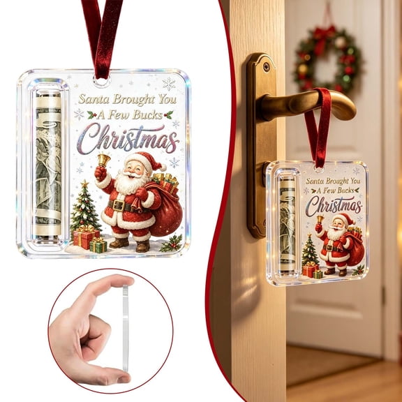 Christmas Money Holders for Cash,Acrylic Christmas Cash Gift Ornament Holiday Wallets for Cash Funny Hanging Xmas Tree Decoration,Unique Money Gift for Indoor Outdoor Stocking Stuffer Gifting Ideas