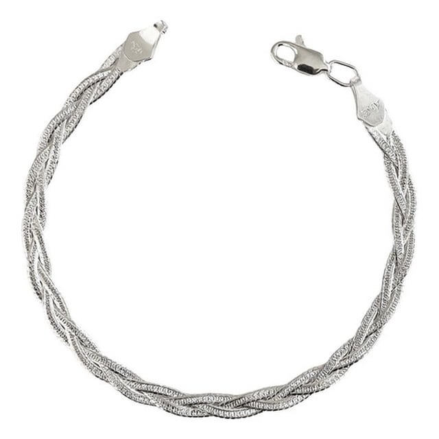 JOYARIS Pulsera Dama Esclava Trenzada Florentina Plata Ley 925 Talla Largo/Ancho: 19 cm x 4 mm PT-0000596