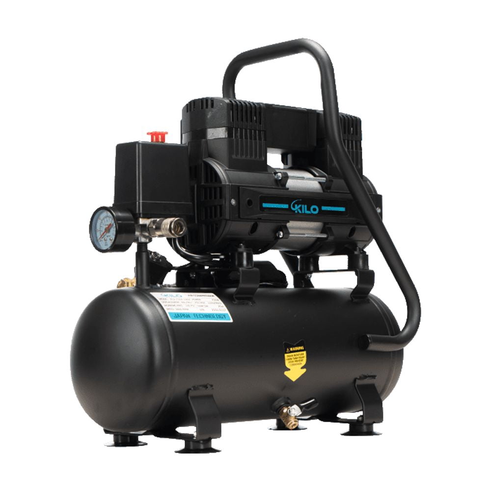 2 Gallon Oil Free Air Compressor, 1.0HP,  Max.115 PSI Pressure, 65dB Ultra Quiet Compressor for Auto Repair, Tire Inflation, Spray Painting, Woodwork Nailing, Black + Silver