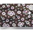 thumbnail image 3 of Soimoi Brown Cotton Duck Fabric Feathers & Anemone Floral Print Fabric by the Yard 42 Inch Wide, 3 of 3