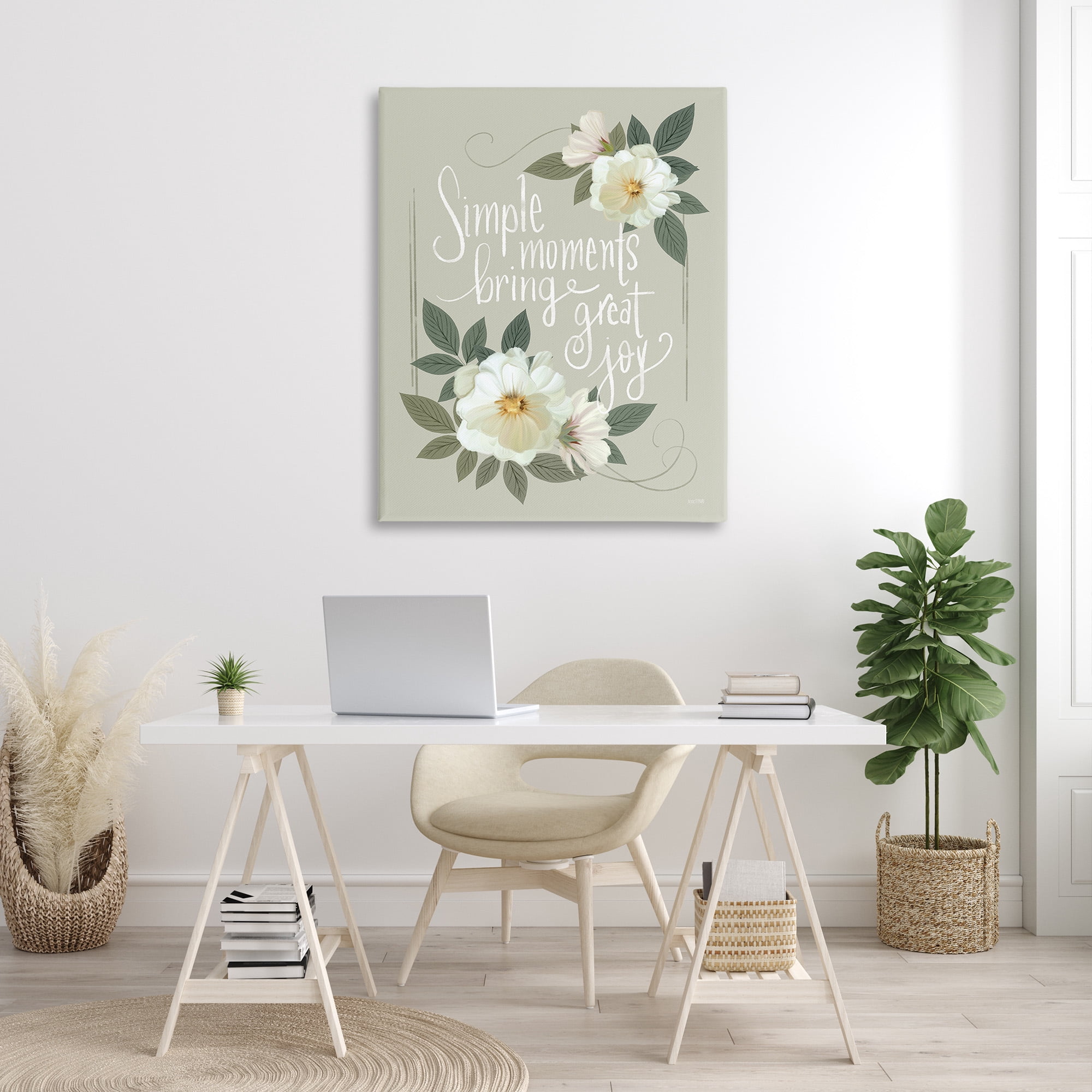 Stupell Industries Simple Moments & Blossoms Botanical & Floral Painting Gallery Wrapped Canvas Art Print Wall Art, 36 x 48