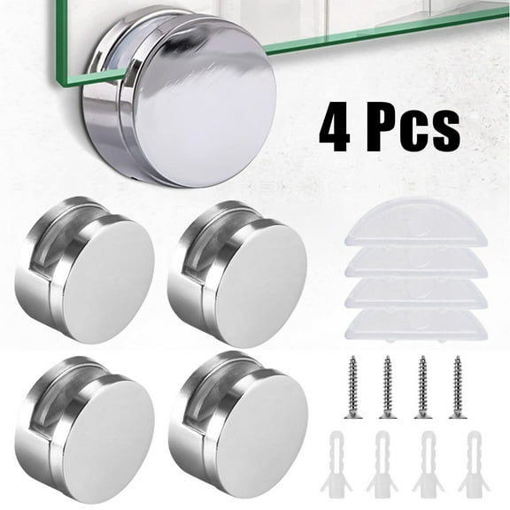 Mirror Clips Set of 8, Glass Holder Hardware for Hanging Round Square Polygonal Mirrors, Finish Clamps with Silicone Pad, Wall Mount Without Drilling, for Bathroom Home Hotel 3-5mm Thickness
