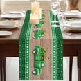 thumbnail image 3 of Table Runners 72 Inches Long Dress Scarves, Saint Patrick's Day Farmhouse Kitchen Table Runner, Coffee Tablerunners, Luck Leaves Car Brown Wooden Plaid 14x72 Inch, 3 of 9