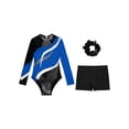 thumbnail image 3 of iiniim Kids Girls Gymnastic Leotard Athletic Bodysuit Dance Unitard with Tumbling Shorts Scrunchies Set Royal Blue&Black 16, 3 of 7