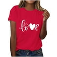 thumbnail image 2 of mihongmao Tee Shirts for Women Graphic Tee Women Lover Printed T-shirt Round Neck Short Sleeved Top Red S, 2 of 5