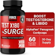 Force Factor Test X180 Surge, Testosterone Booster for Men, Supports Lean Muscle, Strength, Energy, & Libido, With Fenugreek & Black Maca, 60 Capsules
