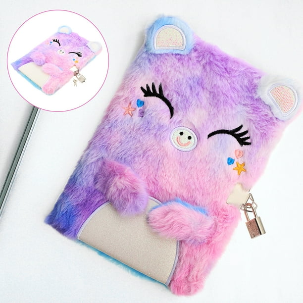 Journal Intime pour les Filles en Peluche Journal Intime Secret avec  Serrure Adorable Cahier d'Écriture pour Fille 