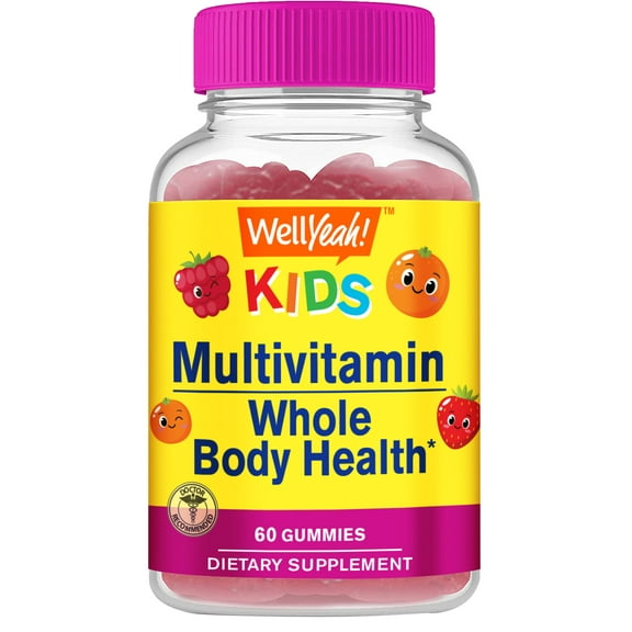 Kids Multivitamin Gummies | Vitamin C, D3, E, A, B6, B12, Biotin, Zinc, Folic Acid, Iodine, and Niacin Immune and Energy Support Orange and Berry Flavor 60 Count