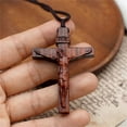 thumbnail image 2 of Tao Tao Jesus Cross Wooden Necklace,Cross Pendant Necklace,Wood Cross Necklace,Christian Catholic Jesus Crucifix Necklace Purple, 2 of 4