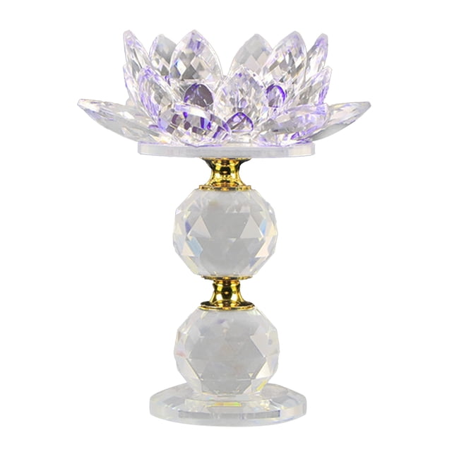 Candelabro 4.72 "Dia Tealight Mesa de centro Decoración púrpura Sunnimix Portavelas de cristal Lotus