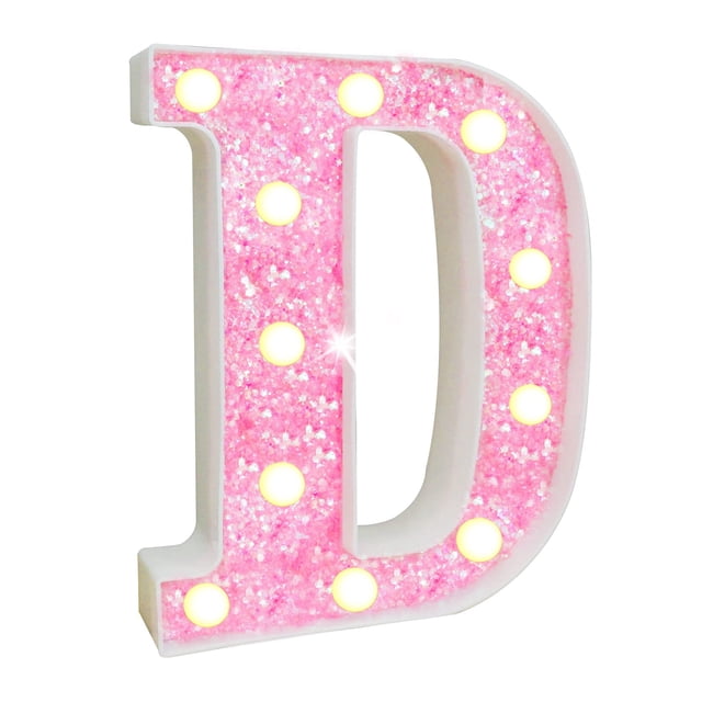 Letrero con letras LED con purpurina Warkul - Luz LED, luz nocturna, decoración para fiestas, bodas y hogar, con orificio para colgar