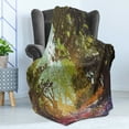 thumbnail image 4 of Fantasy Soft Flannel Fleece Throw Blanket, Natural Beauty at Park in Spring Shadow Falling Leaves Flower Environment Paint, Cozy Plush for Indoor and Outdoor Use, 70" x 90", Multicolor, by Ambesonne, 4 of 5