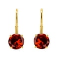 thumbnail image 2 of AoneJewelry Garnet Gemstone Leverback Earring for Women| 14K Yellow Gold 6mm 1.40 Carat 2 Stone Round Cut Prong Setting Genuine Diamond, 2 of 4