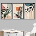 thumbnail image 2 of IDEA4WALL Framed Canvas Print Wall Art Set of 3 Geometric Jungle Leaf Polygon Collage Abstract Nature Illustrations Modern Art Nordic Zen Decorative for Home Decor - Black 24"x36"x3, 2 of 5