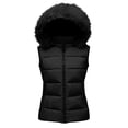 thumbnail image 2 of Ywyfzly Women's Quilted Puffer Vest with Faux Fur Collar Zip Up Sleeveless Padded Gilet with Pockets Solid Color Fall Winter Outerwear Black L, 2 of 8