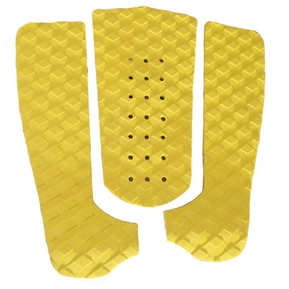 3pcs Yellow Surfboard Skimboard Traction Pad Tail Pad Deck Grip Accessories 