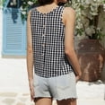 thumbnail image 3 of Delconic Women’s Sleeveless Round Neck Plaid Button Down Casual Vest Top with Gingham Pattern and Relaxed Fit for Everyday Wear Black L, 3 of 6