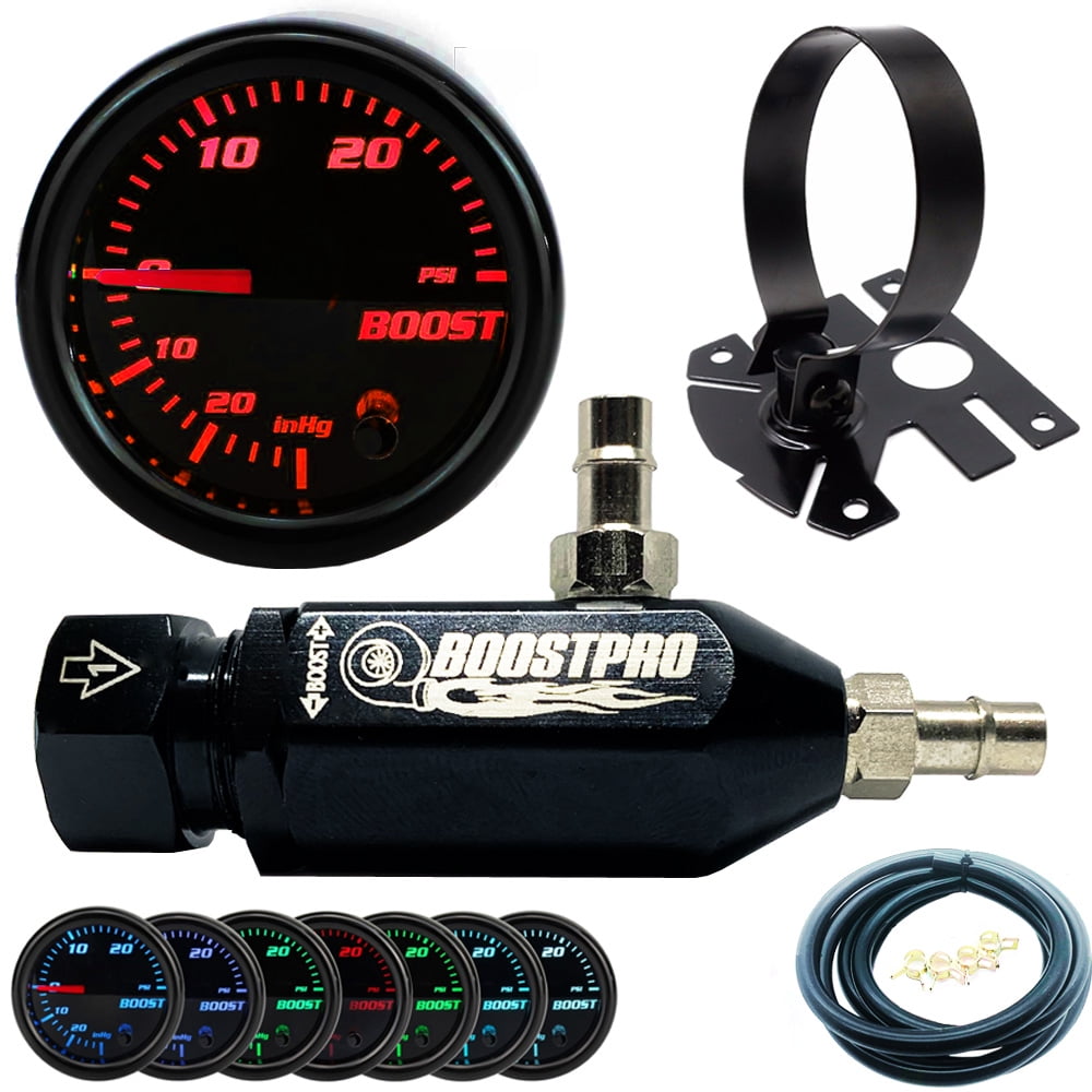 0-30 PSI Manual Boost Controller Kit RED w/ 52mm Digital Electronic BOOST GAUGE