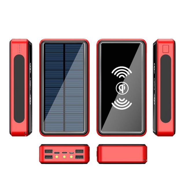 Inalámbrico Portátil de 50000 MAh con Luz LED y 4 Puertos USB Banco de Energía Solar para Exteriores Resistente Al Agua