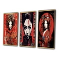 thumbnail image 3 of Designart "Red & Black Vintage Oriental Beauty IV" Japon Woman Framed Wall Art Set Of 3 - Red Woman Japon Frame Gallery Set For Office Decor, 3 of 7