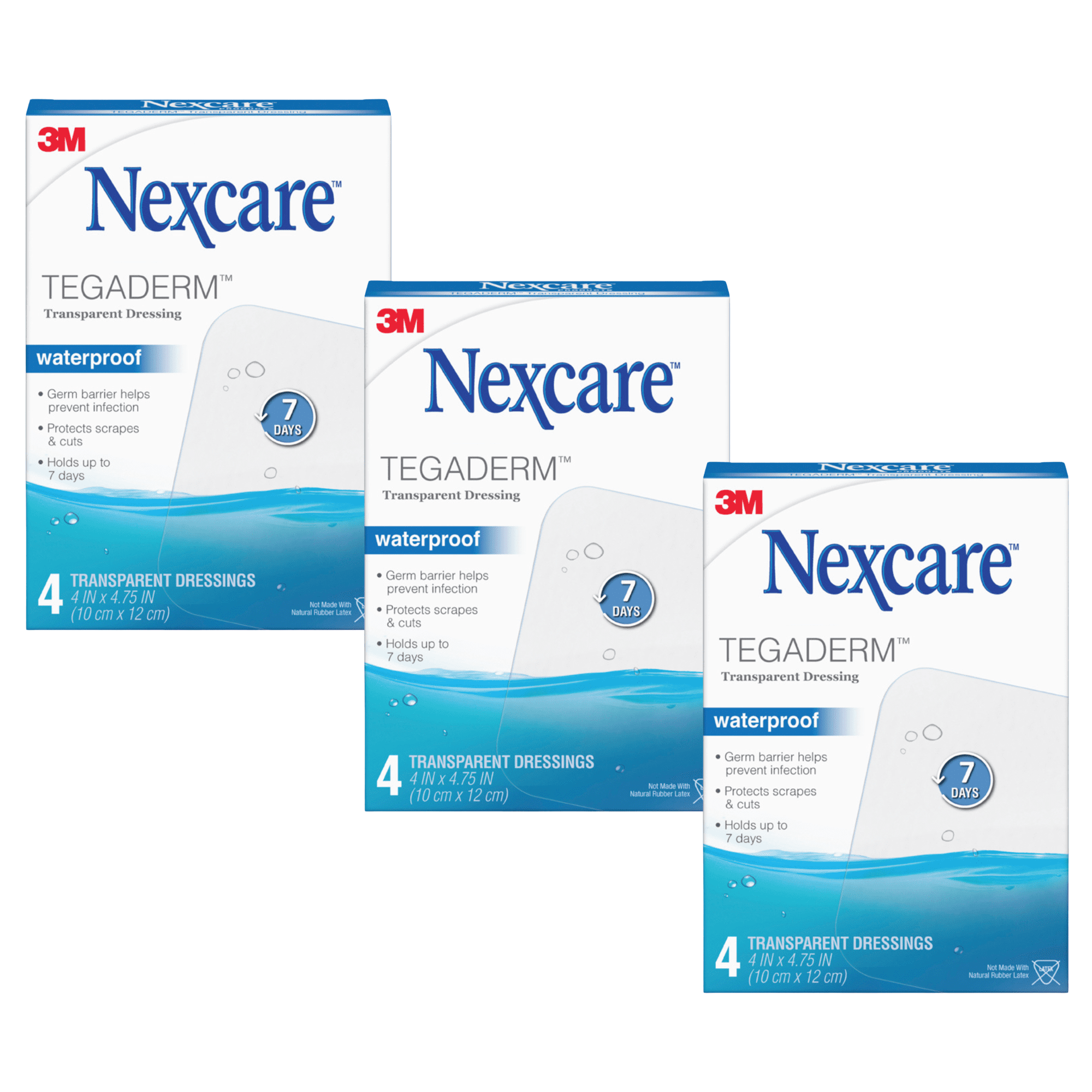 Nexcare Tegaderm Dressing: 4 in. width (Transparent) [12-pack]