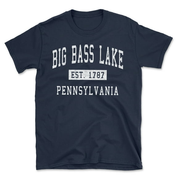Big Bass Lake Pennsylvania Classic Established Men's Cotton T-Shirt