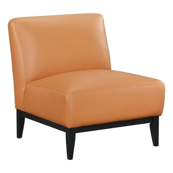 Pemberly Row Contemporary Leather Accent Chair in Orange Finish