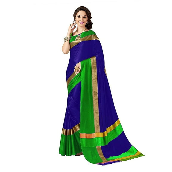 Sarees for Women Cotton Art Silk Woven Indian Wedding Sari, Ethnic Gift Sari Navy Blue