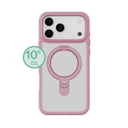 onn MagSafe Compatible Phone Case with Kickstand for iPhone 17 Pro Max - Pink/Frosted Clear