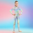 thumbnail image 6 of QATAINLAV Kids Shiny Mock Neck Long Sleeve Jumpsuits Zipper Back One Piece Bodysuit Mardi Gras Outfits Multicolor, 6 of 7